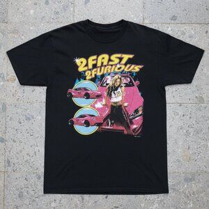 Retro Racing Graphic T-Shirt – Pink Car Street Style Tee – Y2K Aesthetic Black